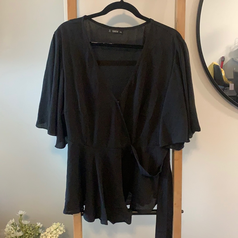 Plus size wrap top- shein